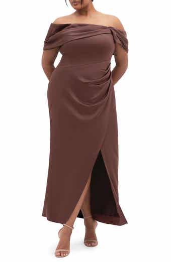 Paloma Off the Shoulder Satin Maxi Dress