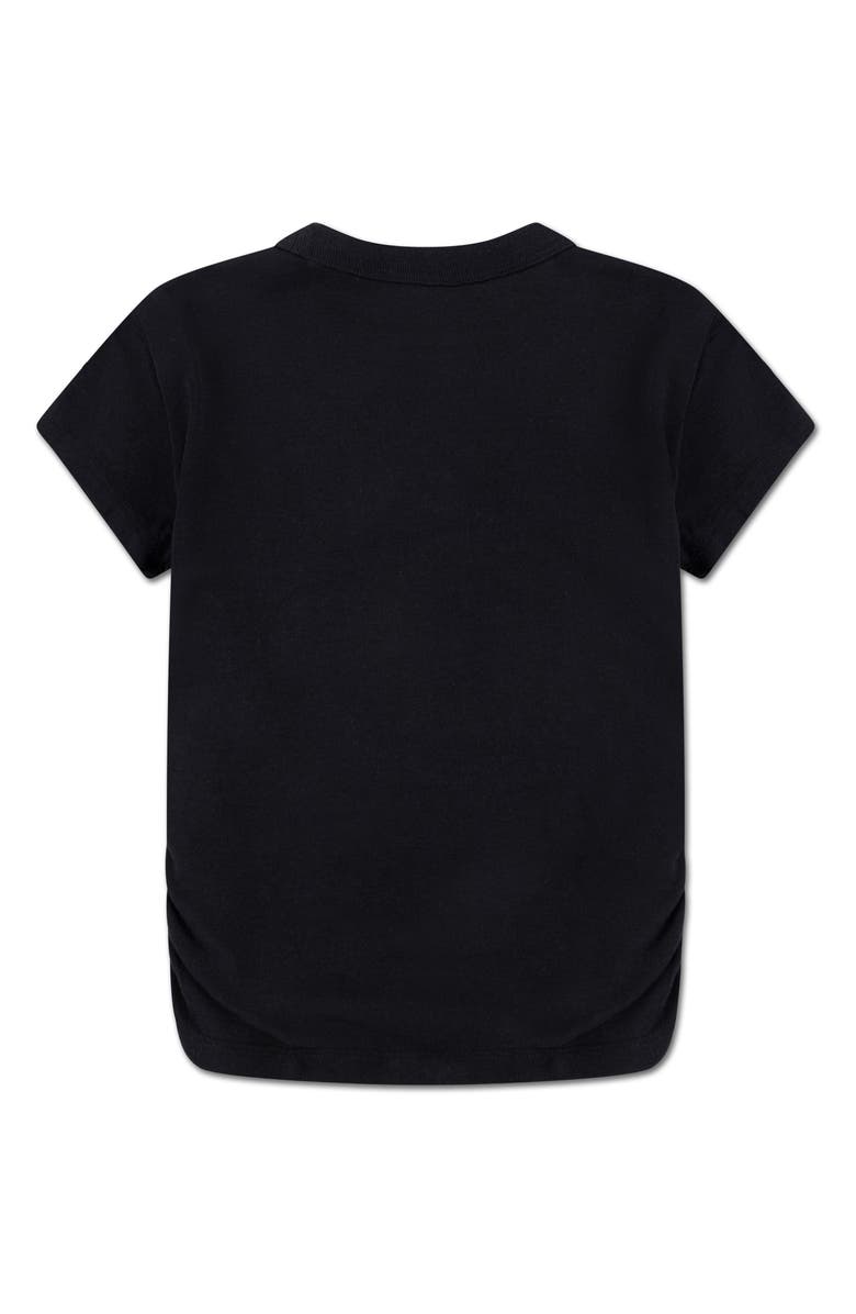 abercrombie kids Kids' Faux Pearl Bow Cotton Blend Graphic T-Shirt, Alternate, color, Anthracite