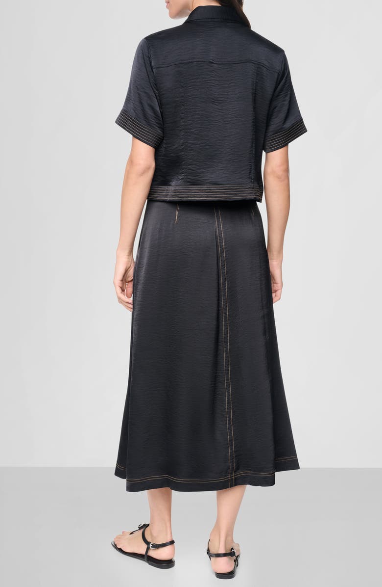 DKNY Short Sleeve Satin Jacket, Alternate, color, Black/ Dune