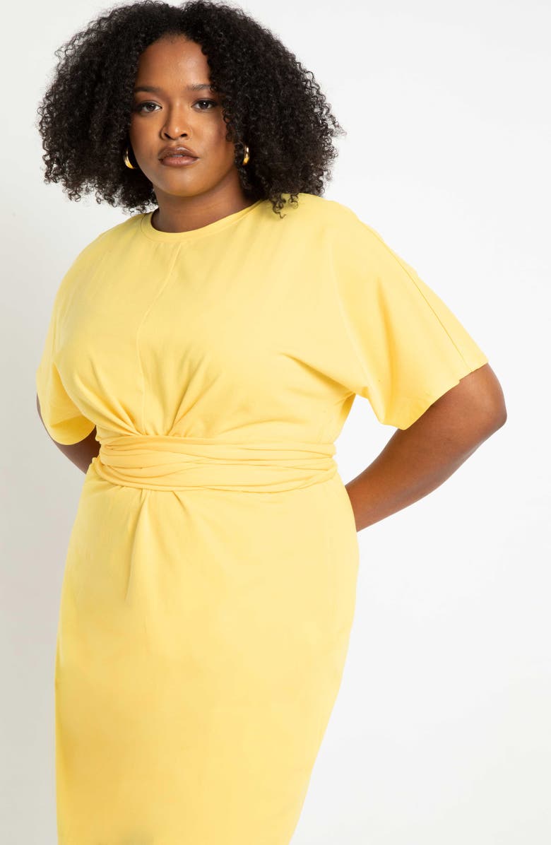 ELOQUII Belted Flutter Sleeve Dress, Alternate, color,