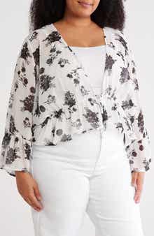Renee C Floral Tie Front Top