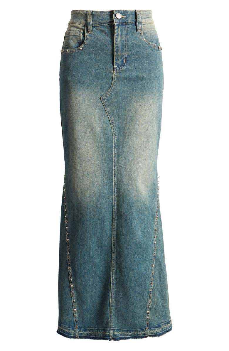 PTCL Studded Denim Mermaid Maxi Skirt, Alternate, color, 