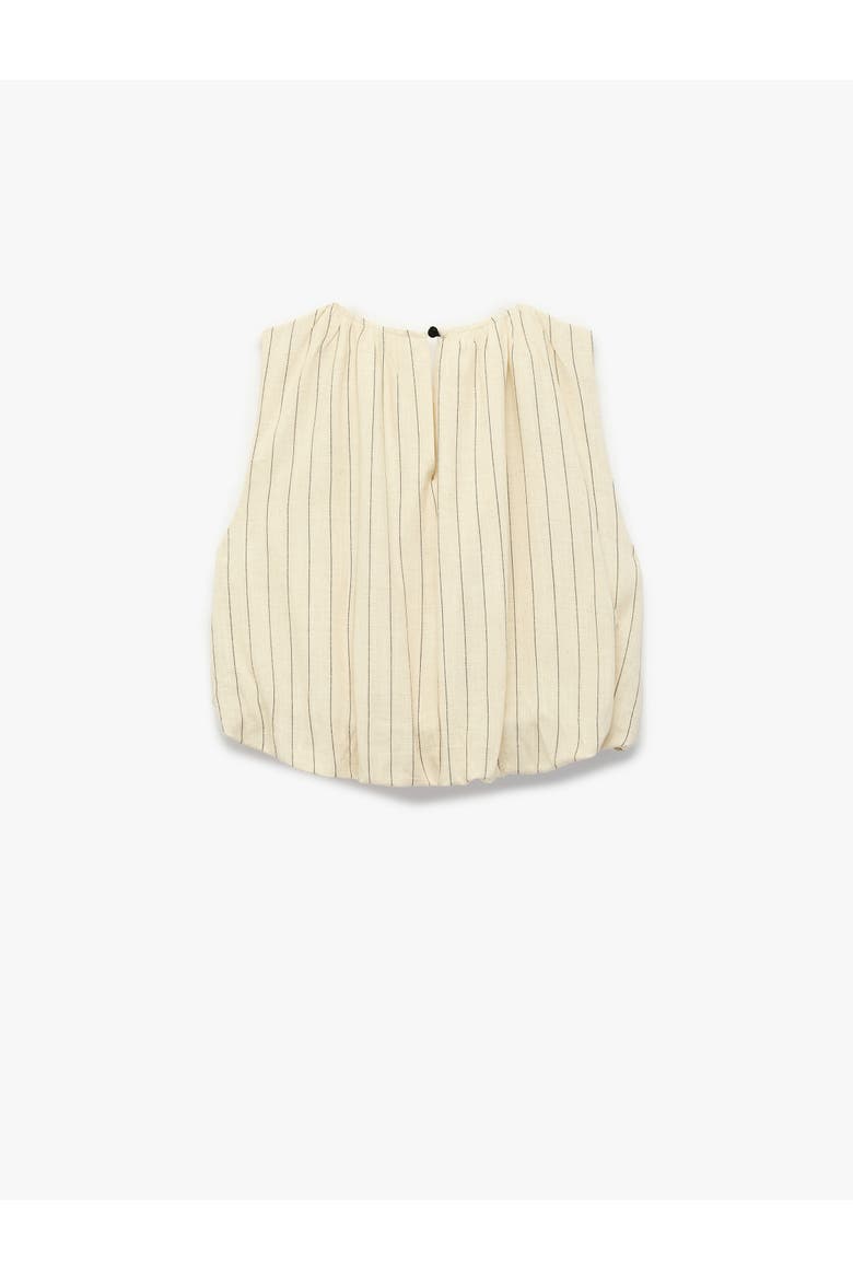 Linen Blend Sleeveless Crew Neck Striped Top, Alternate, color, BEIGE STRIPE