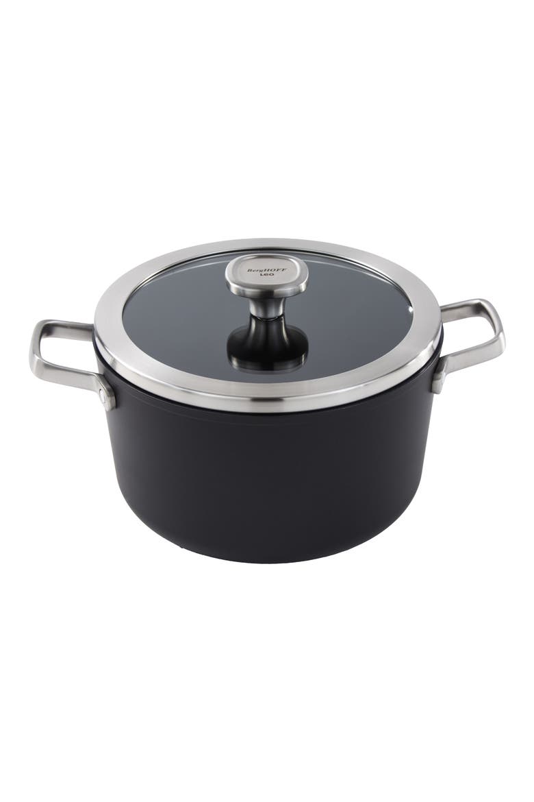 Leo Nonstick Ceramic Stockpot, Main, color, BLACK