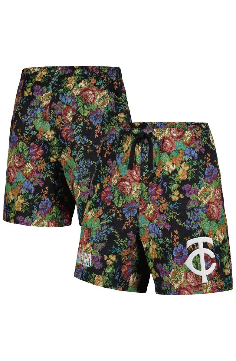 PLEASURES Men's PLEASURES  Black Minnesota Twins Floral Shorts, Main, color, Black