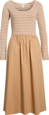 Caslon® Mixed Media Midi Dress