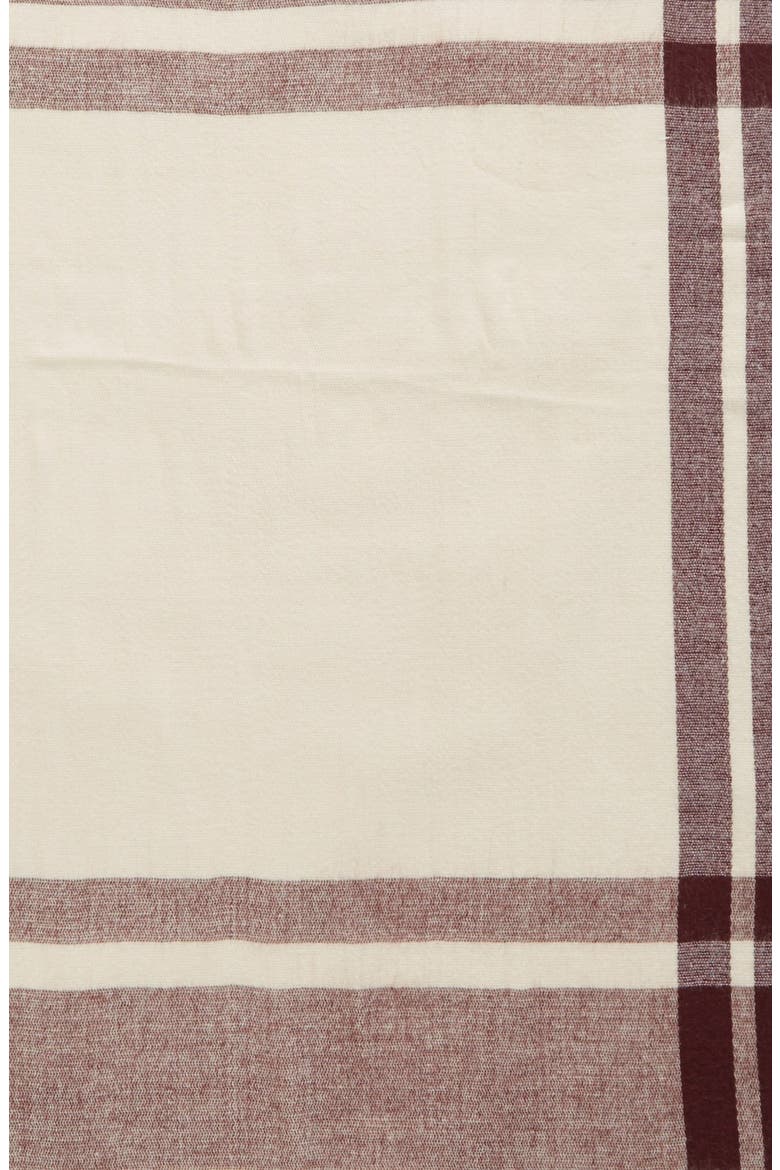 Fringe Trim Plaid Oblong Scarf, Alternate, color, TAN/ BURGUNDY