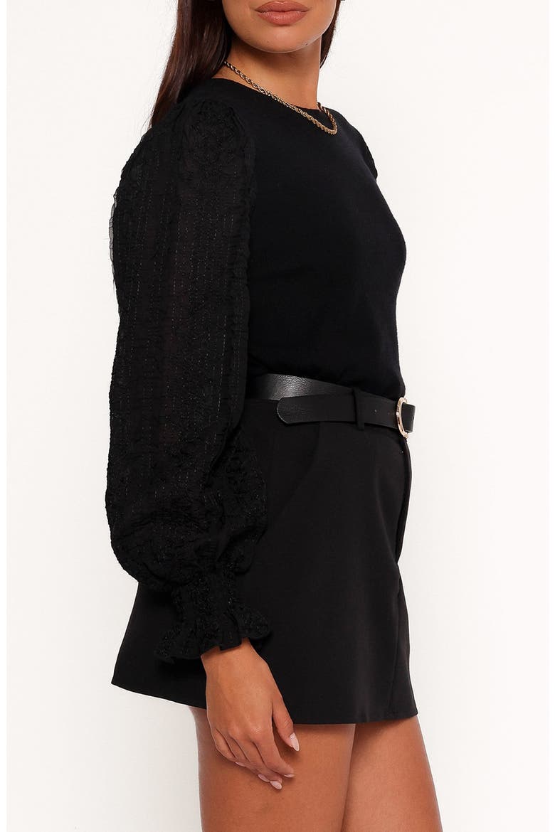 Misah Mixed Media Top, Alternate, color, BLACK