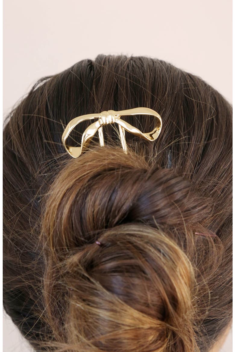 Bow Organica Hair Pin, Alternate, color, GOLD