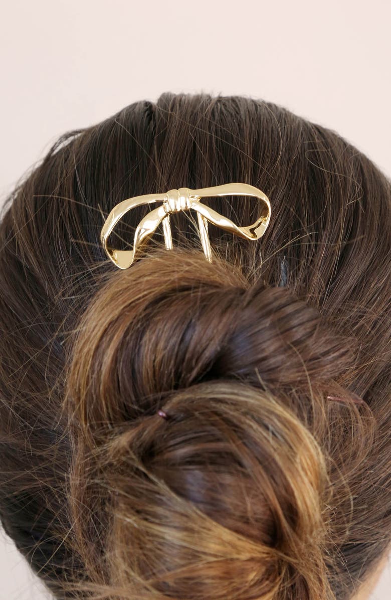 Ettika Bow Organica Hair Pin, Alternate, color, Gold