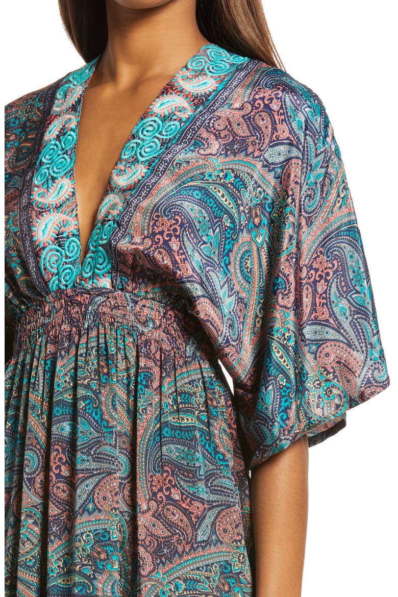 Mystic Garden Paisley Dress, Alternate, color, TURQUOISE