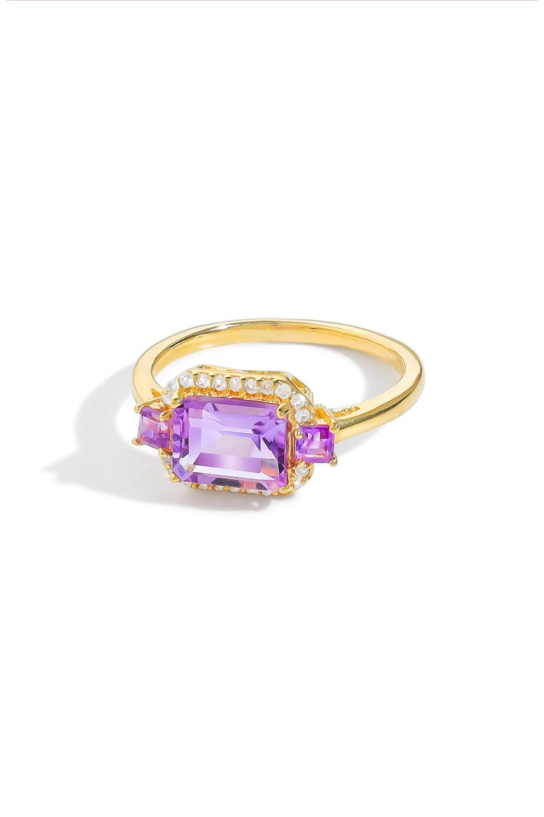 Halo Frame Multi Gemstone Ring, Alternate, color, PURPLE