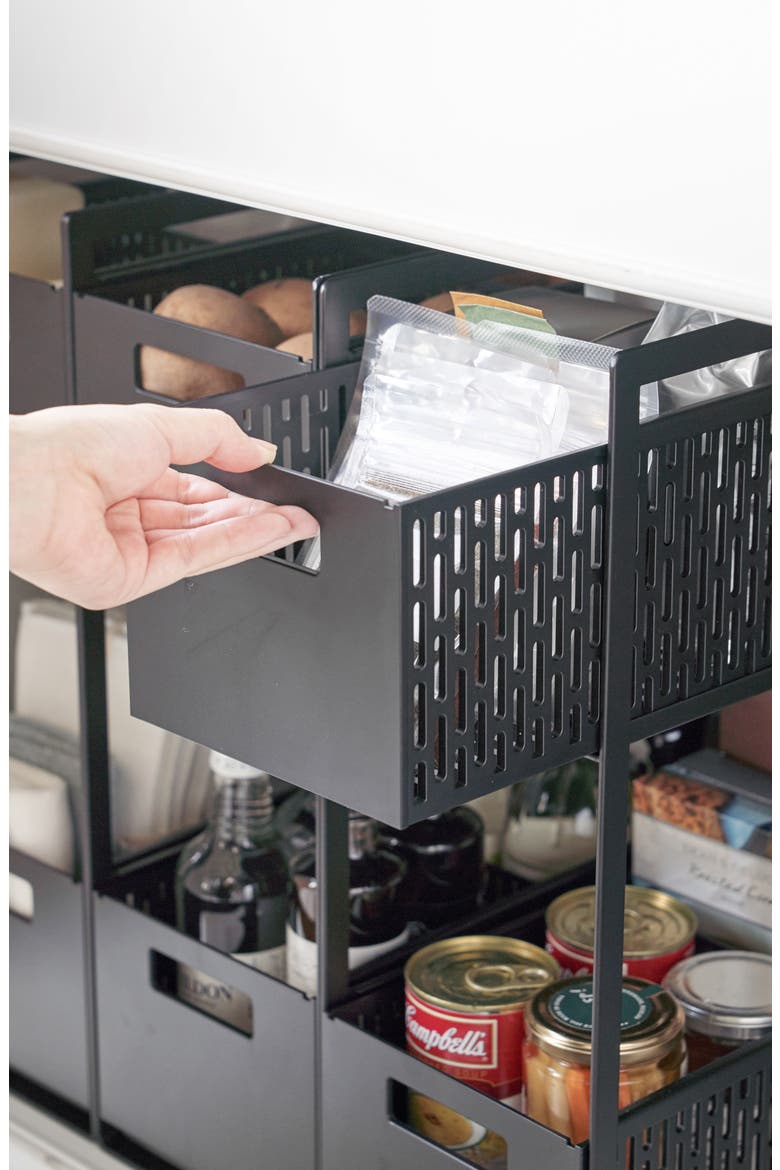 Two-Tier Cabinet Storage Basket, Alternate, color, BLACK