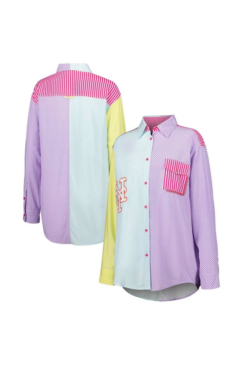 Women's Terez New York Mets Button-Up Shirt, Main, color, Blue