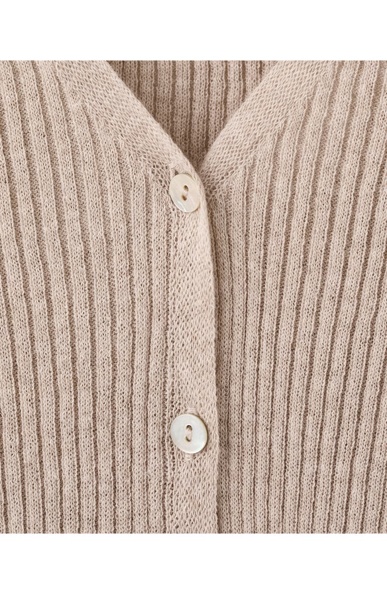 MANGO Ruffle Rib & Pointelle Cardigan, Alternate, color, Sand