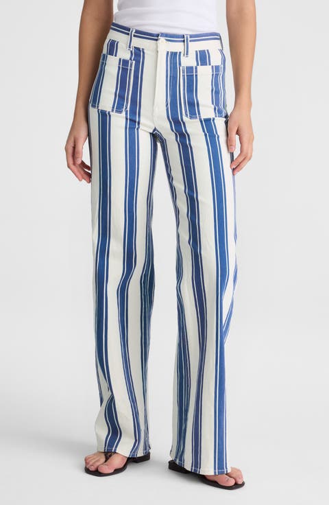 The Emmy Stripe Patch Pocket Wide Leg Pants