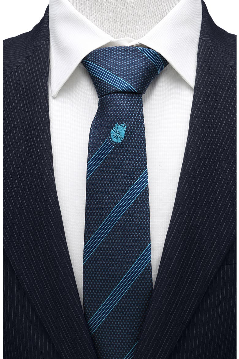 Star Wars™ - Millennium Falcon Stripe Silk Tie, Alternate, color, BLUE