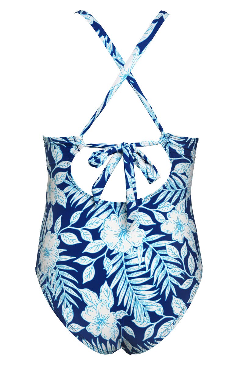 Hobie Kids' Lei Cutout One-Piece Swimsuit, Alternate, color, Sailor Blue