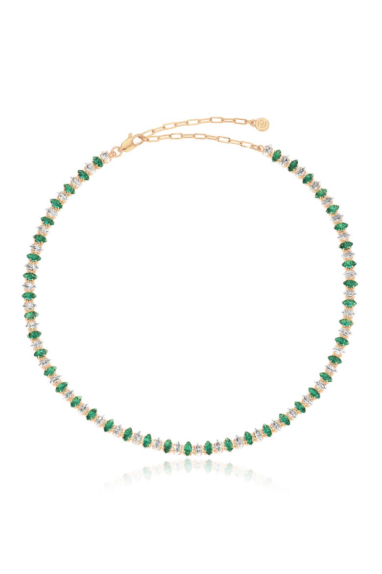 Dainty Marquise Cubic Zirconia Tennis Necklace, Main, color, GREEN