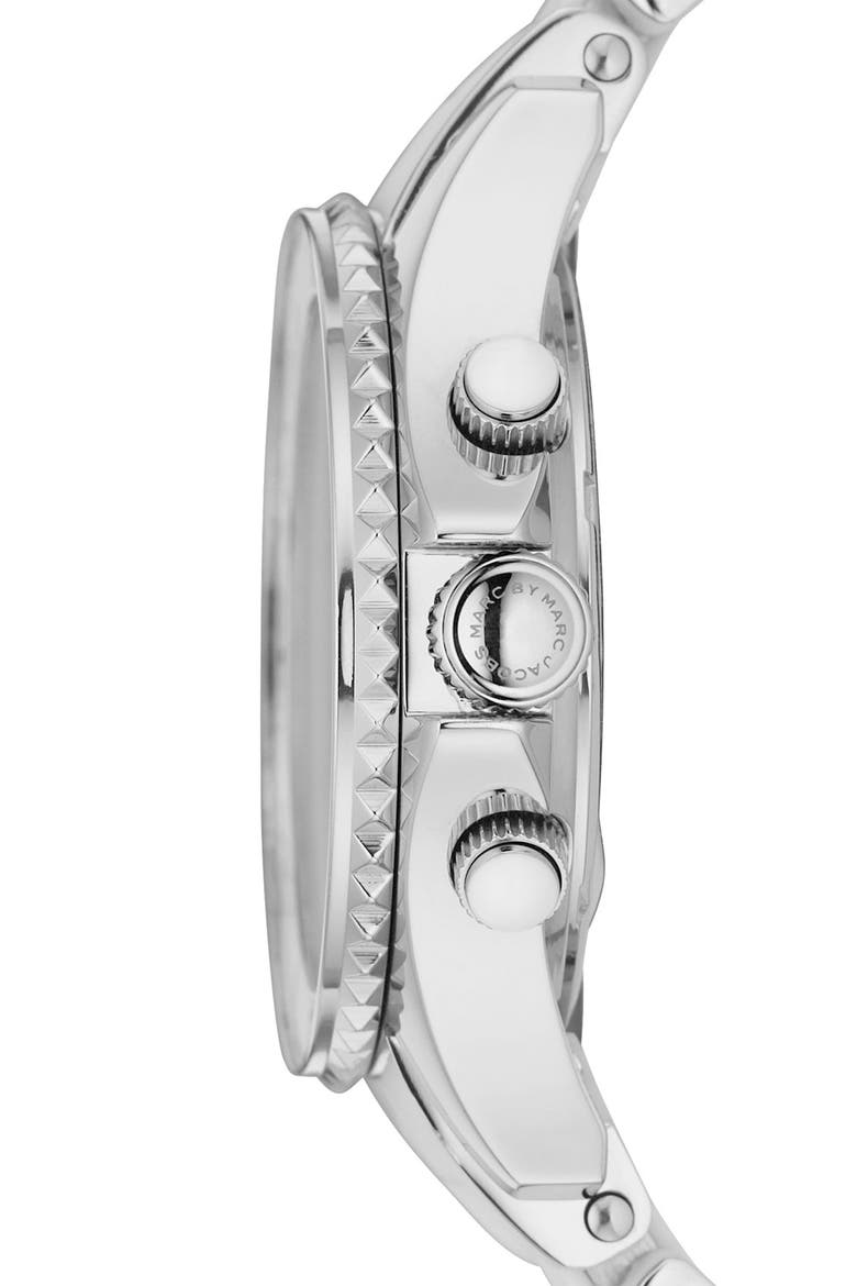 'Rock' Chronograph Silicone Bracelet Watch, 40mm, Alternate, color, SILVER/ WHITE