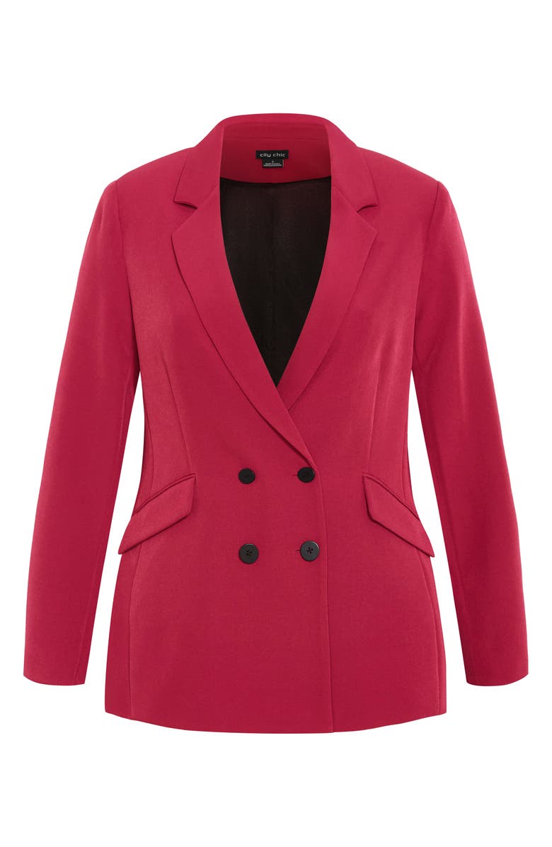 City Chic Alexis Oversize Double Breasted Blazer, Alternate, color, Deep Rose