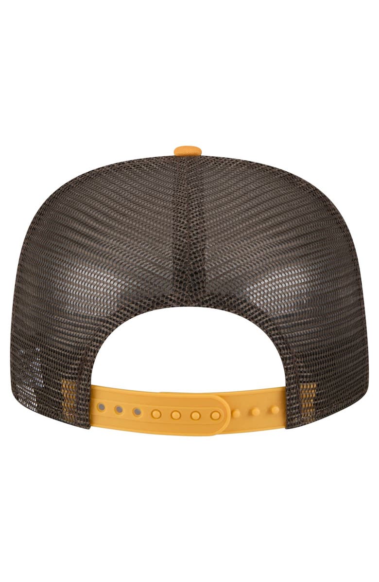 New Era Men's New Era White/Gold San Diego Padres Retro Script Trucker 9FIFTY Snapback Hat, Alternate, color, White