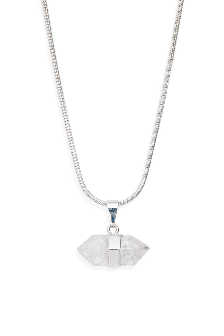 Ancient Wisdom Quartz Pendant Necklace, Main, color, SILVER