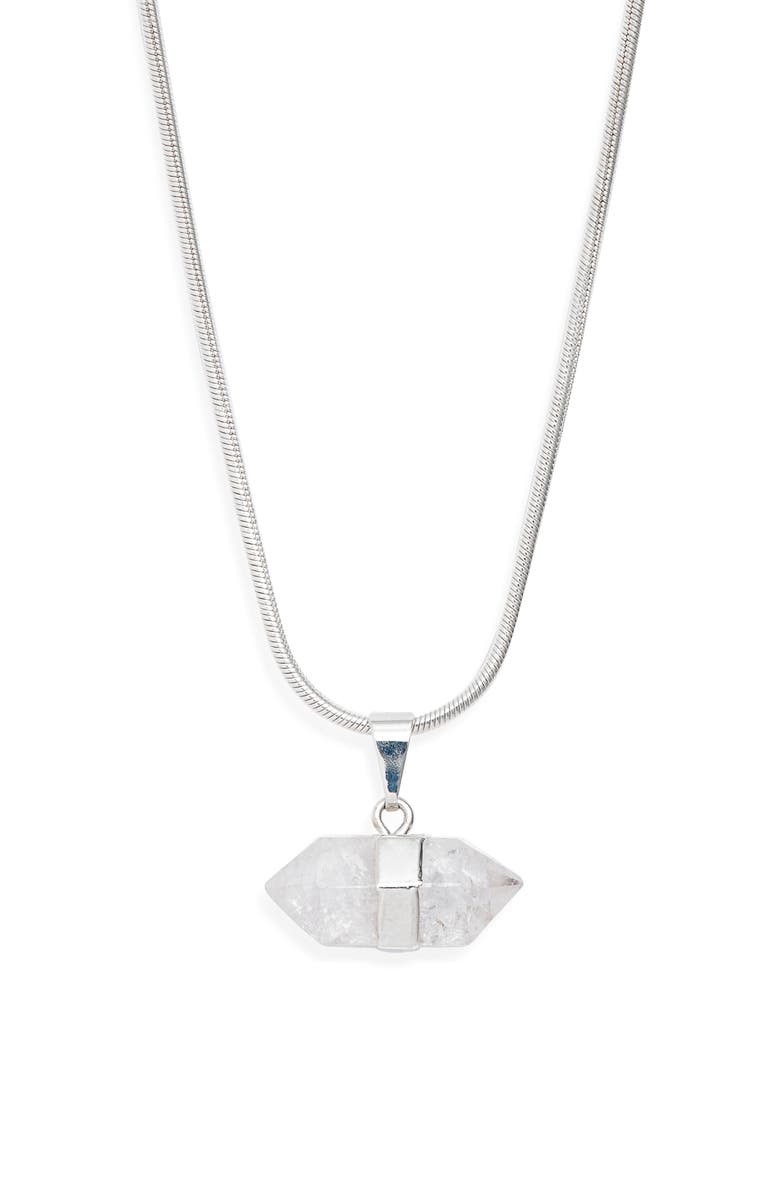 Child of Wild Ancient Wisdom Quartz Pendant Snake Chain Necklace, Main, color, Silver