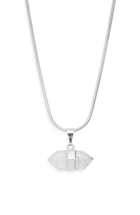 Ancient Wisdom Quartz Pendant Snake Chain Necklace