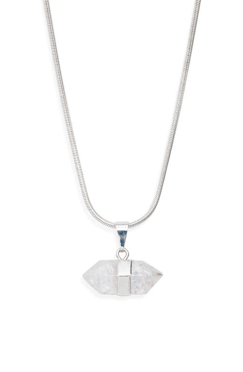 Child Of Wild Ancient Wisdom Quartz Pendant Snake Chain Necklace In Silver