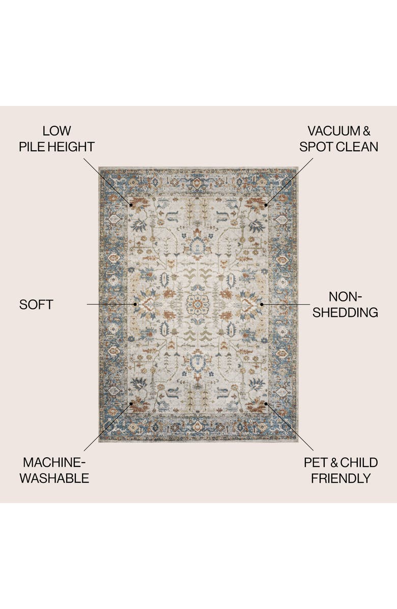 JONATHAN Y Hiero Persian Border Low-Pile Machine-Washable Area Rug, Alternate, color, Cream/Terra