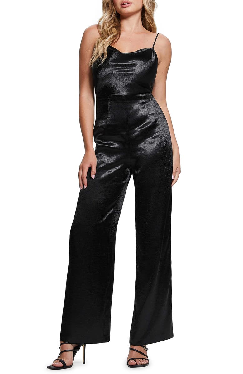 GUESS Jennie Chain Detail Satin Jumpsuit, Main, color, 