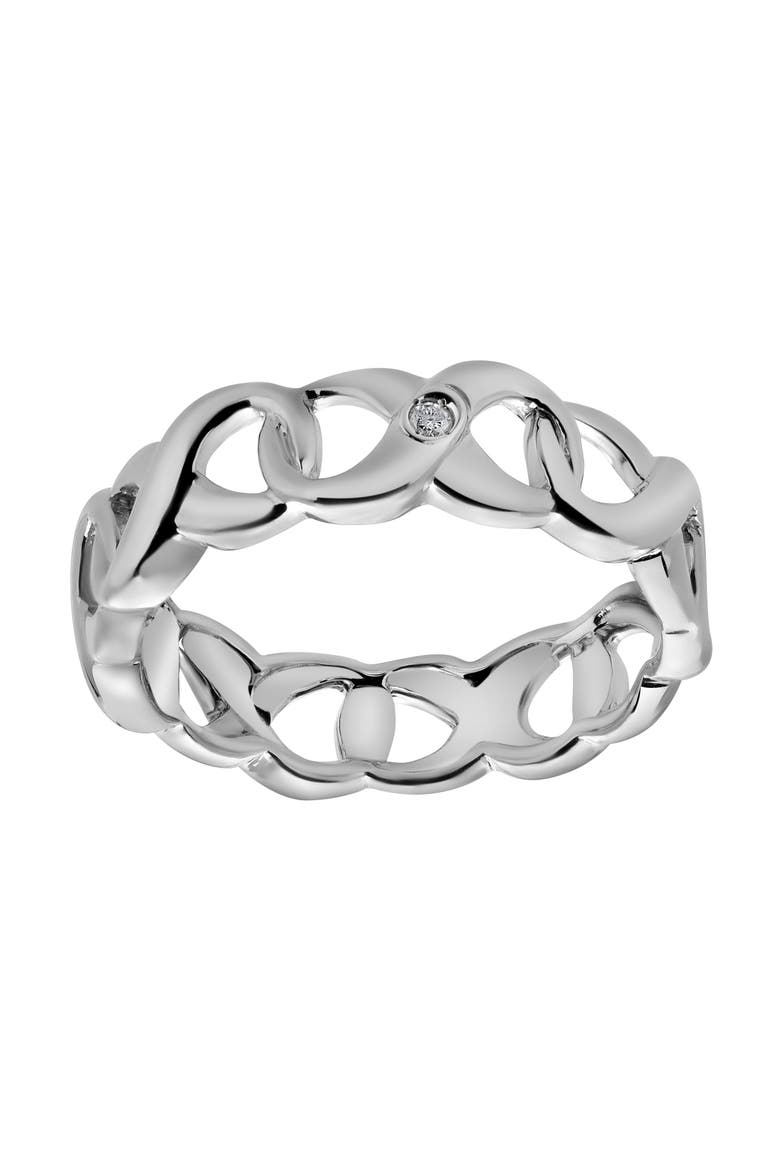 Brielle Sterling Silver 0.02 Ct Diamond Link Band Ring, Main, color, 925 Sterling Silver
