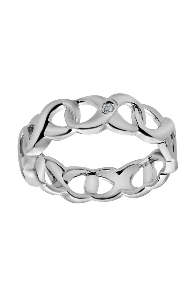 LuvMyJewelry Brielle Sterling Silver 0.02 Ct Diamond Link Band Ring, Main, color, 925 Sterling Silver