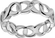 LuvMyJewelry Brielle Sterling Silver 0.02 Ct Diamond Link Band Ring