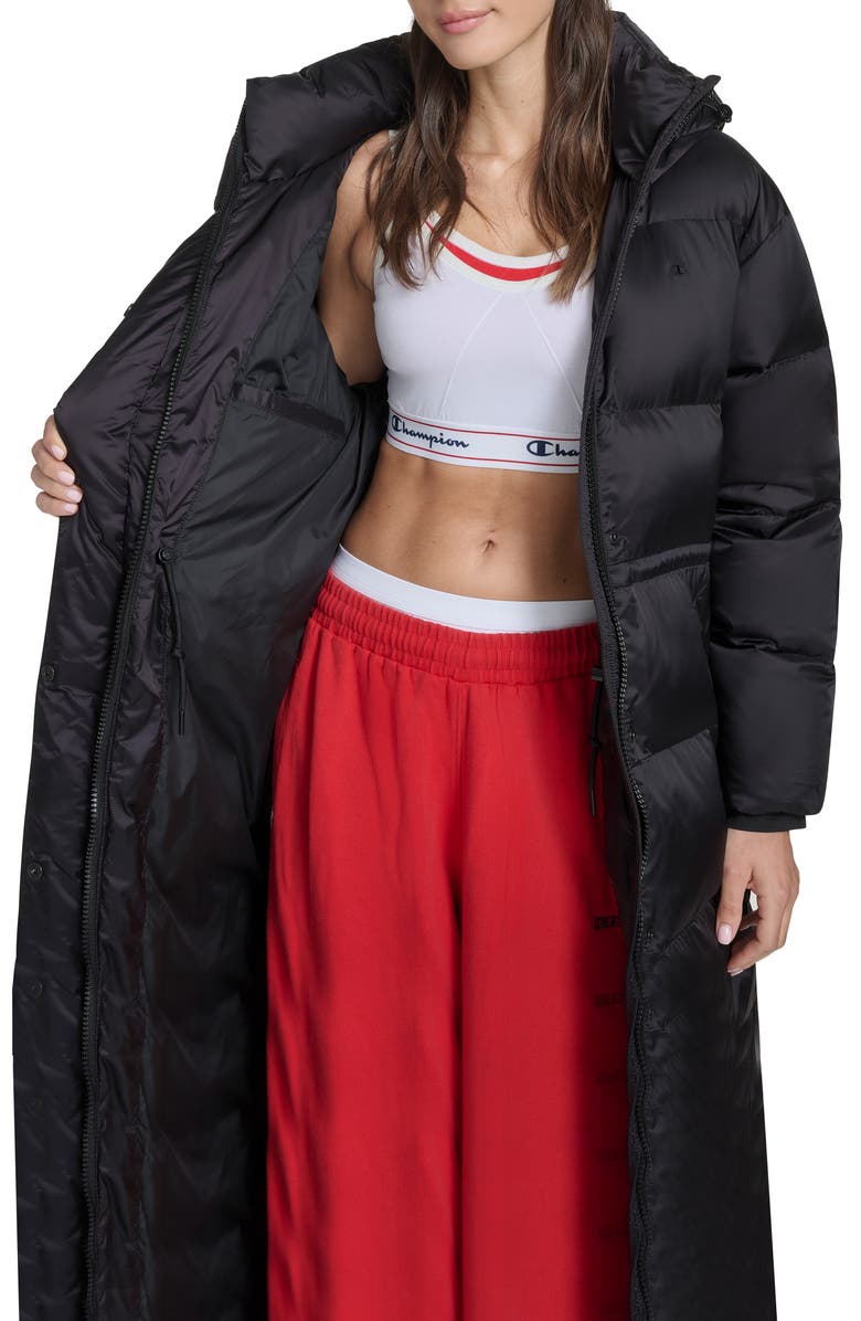 Champion Water Resistant Hooded Puffer Coat, Alternate, color, Black