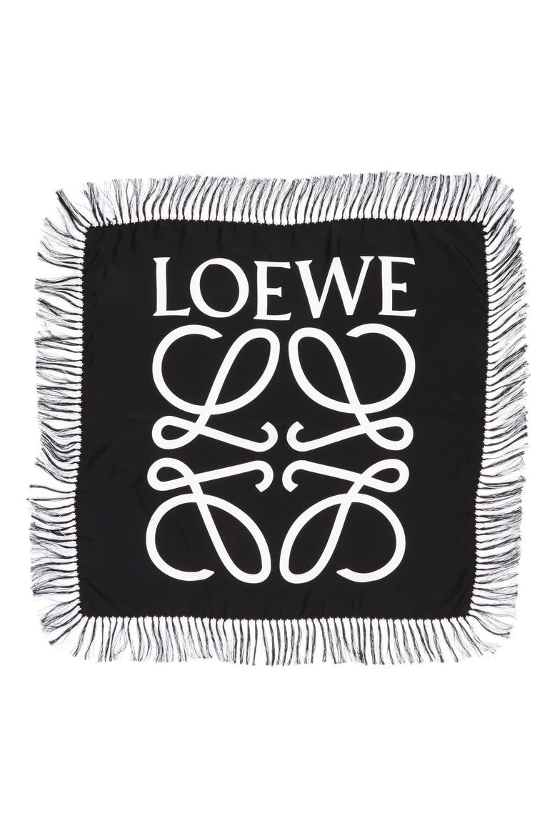 Anagram Silk Scarf, Alternate, color, BLACK/ WHITE