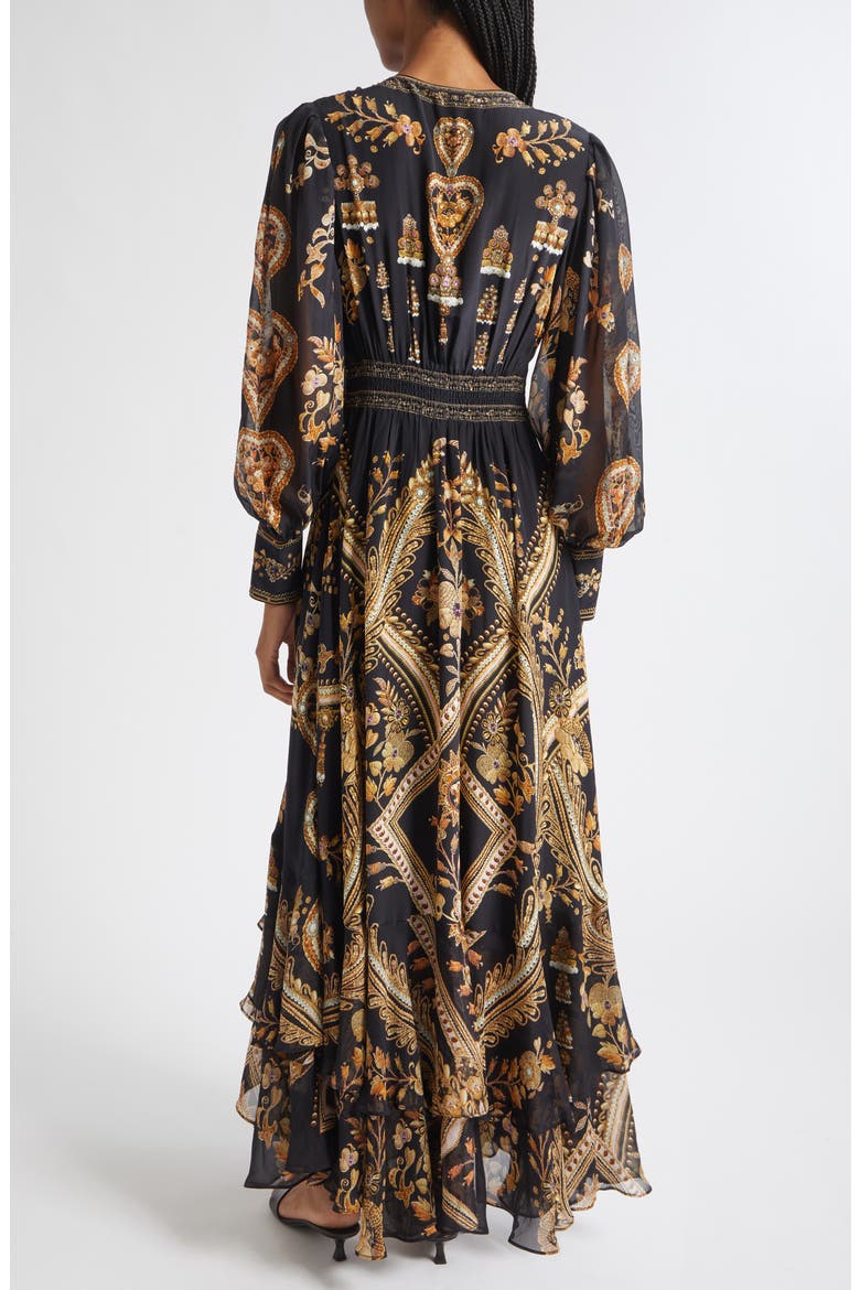 Taurus Rising Long Sleeve Silk Maxi Dress, Alternate, color, TAURUS RISING