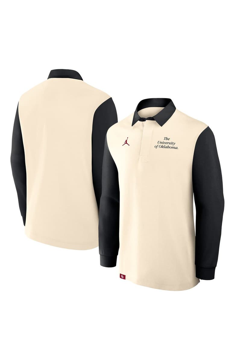 Jordan Brand Men's Jordan Brand Cream/Black Oklahoma Sooners Rugby Long Sleeve Shirt, Main, color, Cream