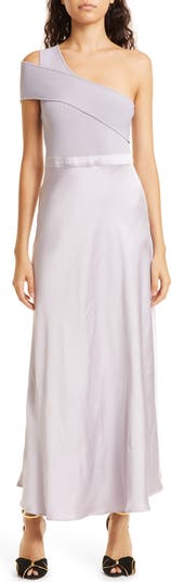 Ivena Mixed Media One-Shoulder Dress