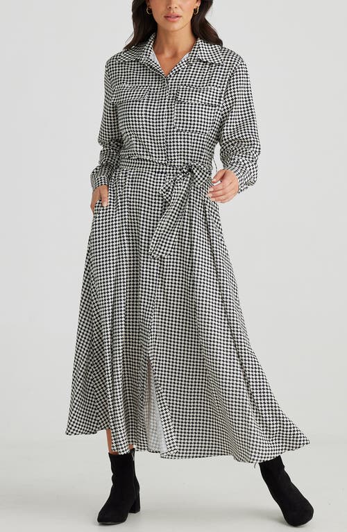 Brave + True Brave+true Rossellini Houndstooth Check Long Sleeve Shirtdress