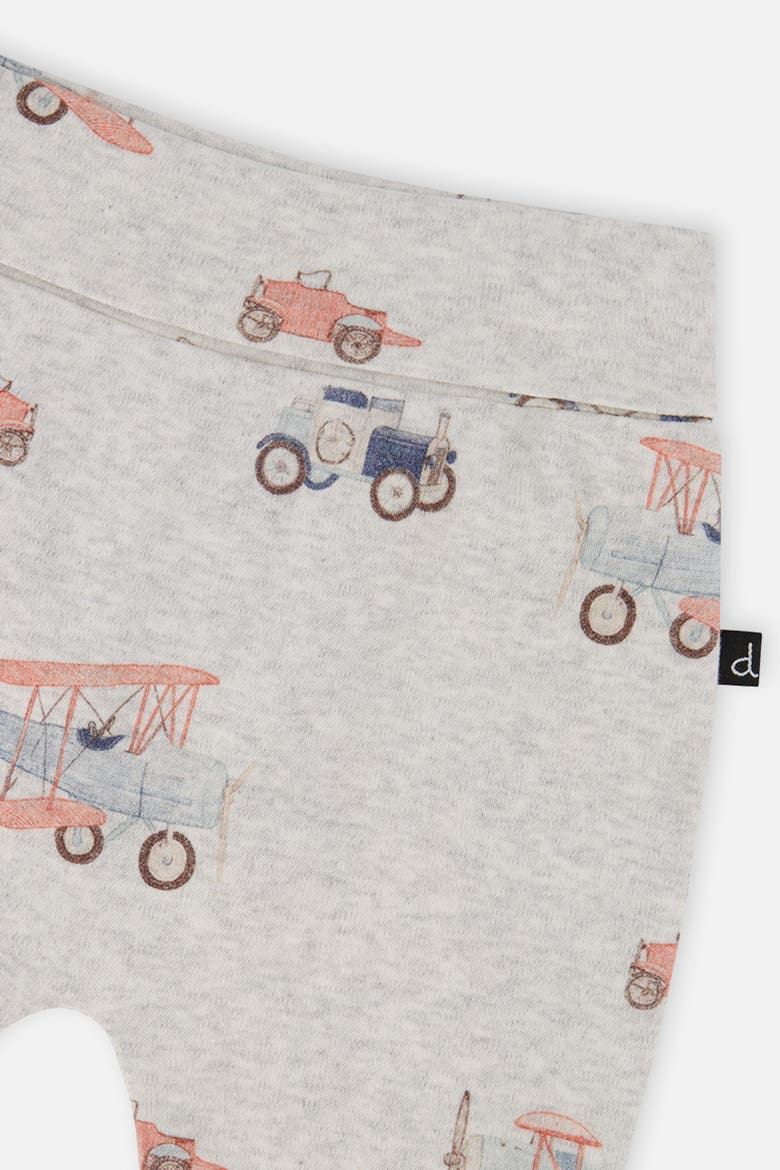 Organic Cotton Airplane Foldover Waist Evolutive Pants, Alternate, color, Beige Printed Airplanes
