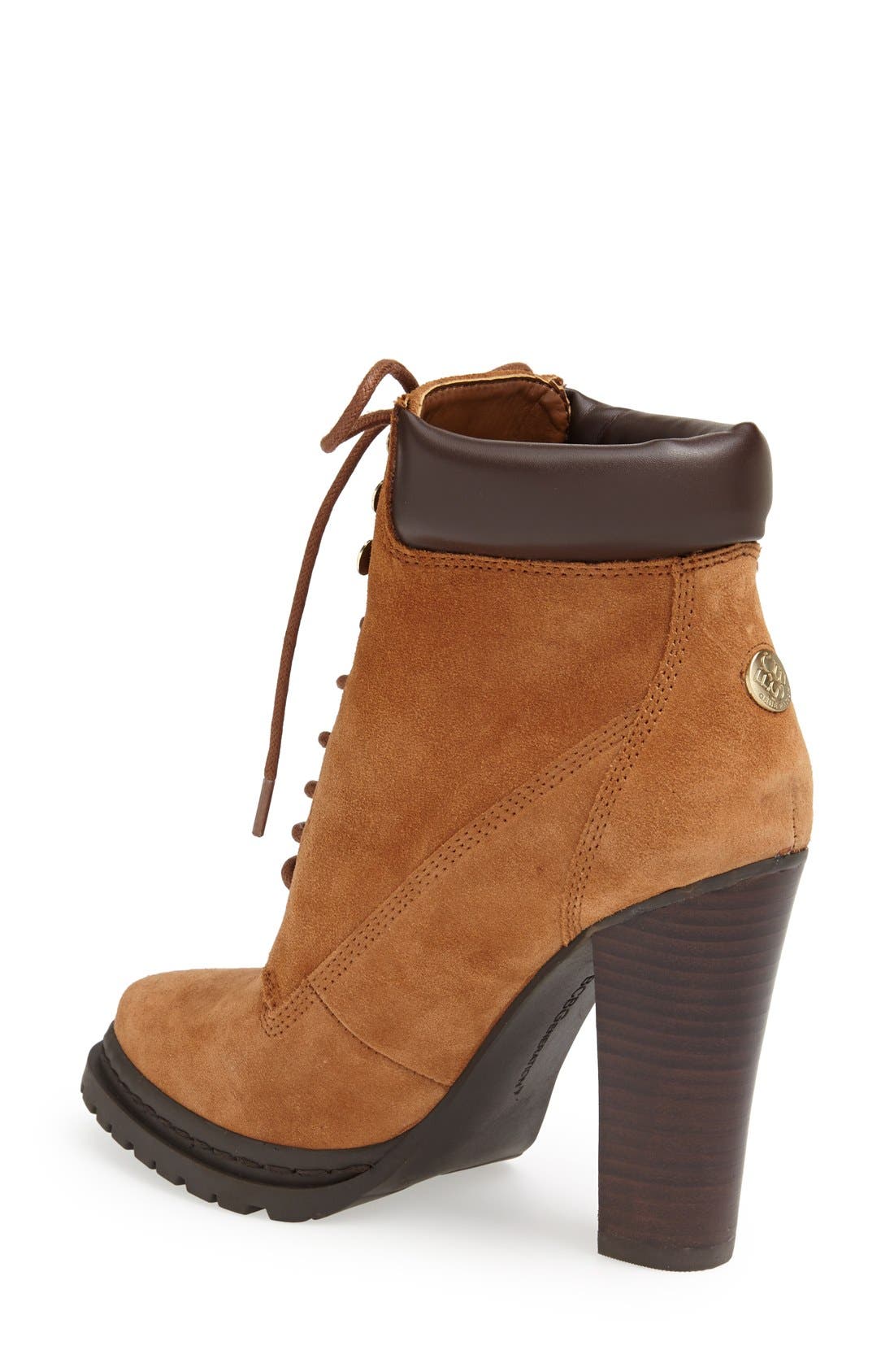 'Maude' Lace-Up Bootie, Alternate, color, CARAMEL/ OAK