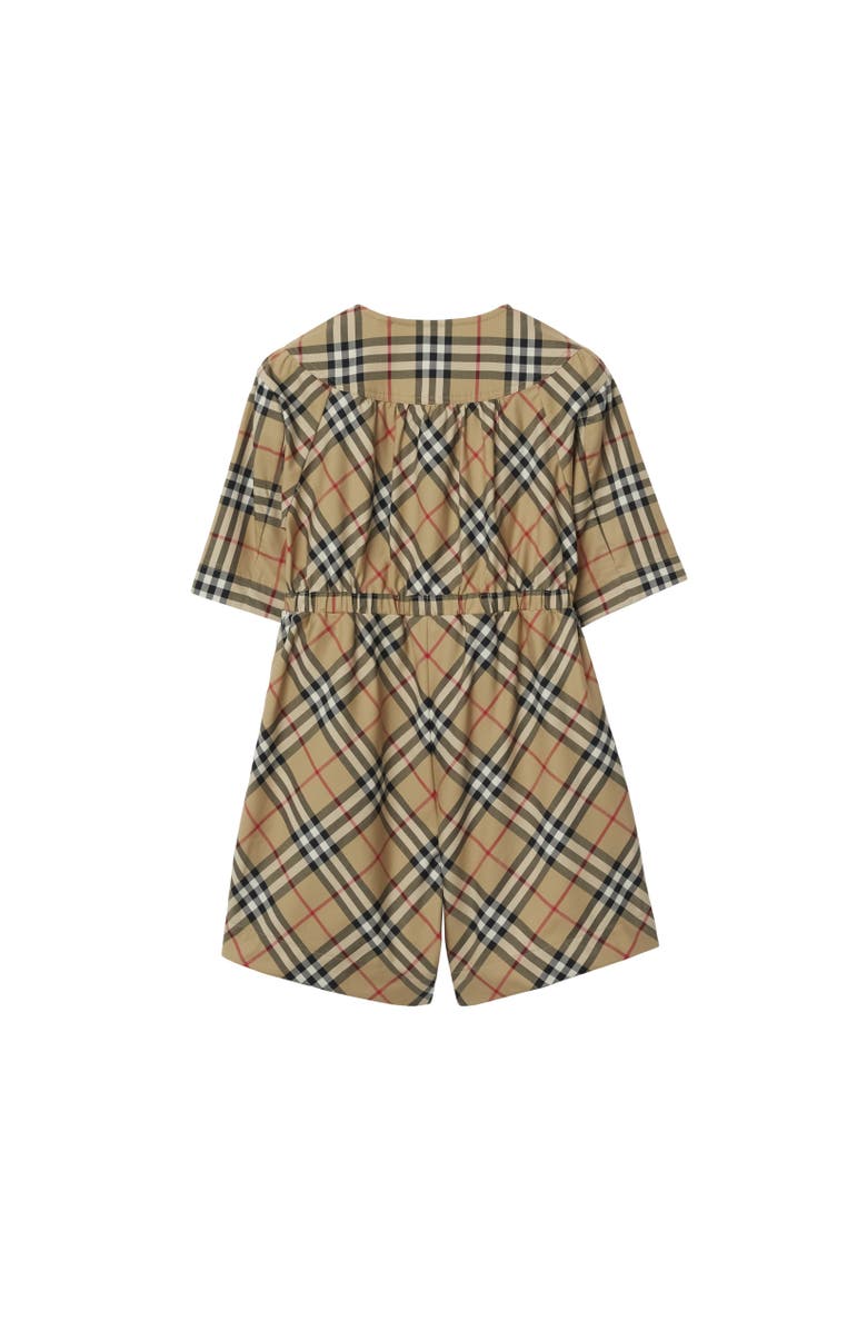 Burberry Check Stretch Cotton Playsuit, Alternate, color, 