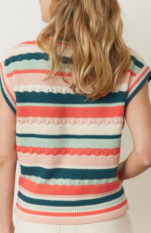 MARINE LAYER MARINE LAYER RORY STRIPE OPEN KNIT SWEATER VEST 