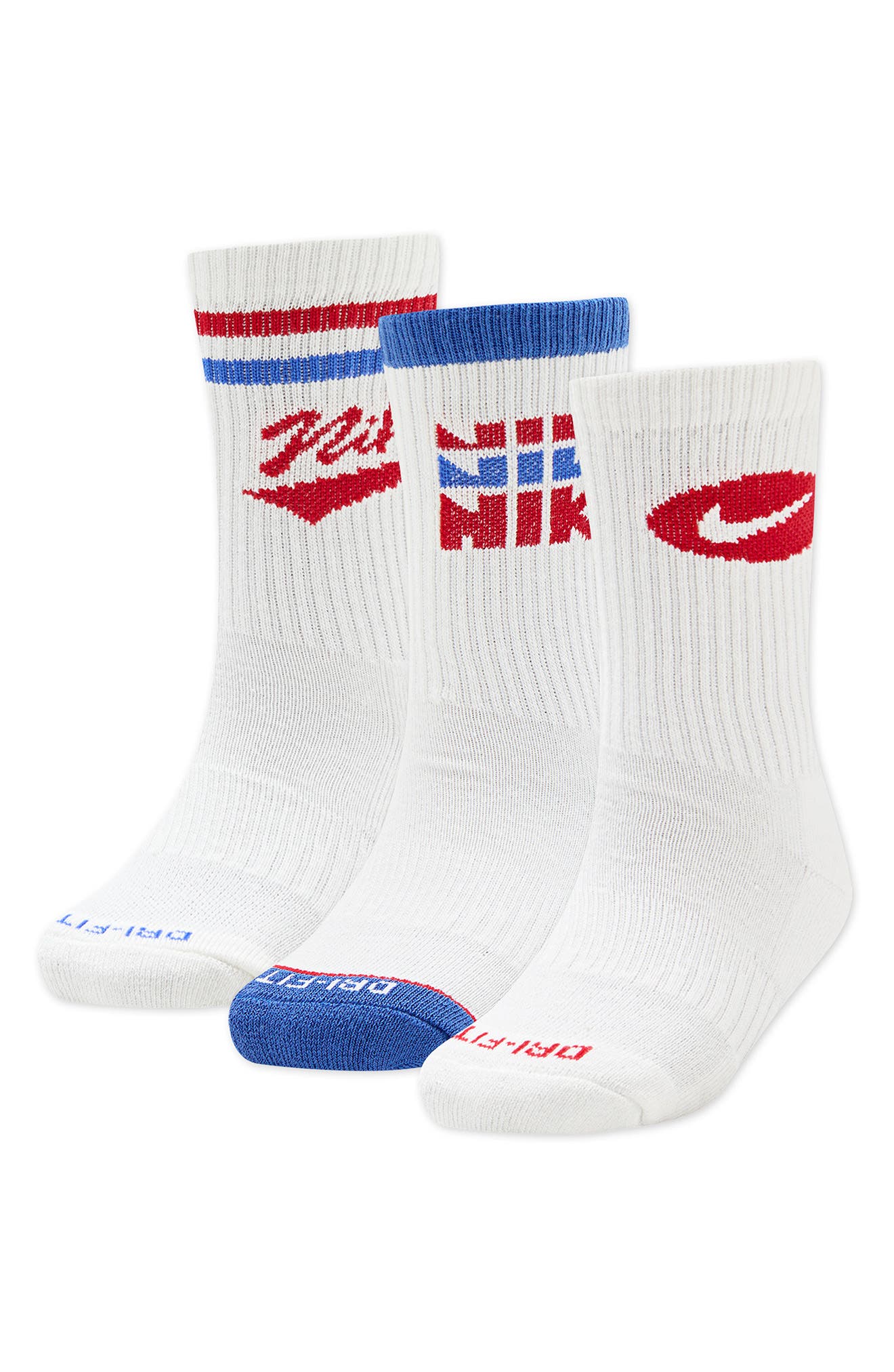 Nike Kids' Retro Graphics Assorted 3-Pack Crew Socks