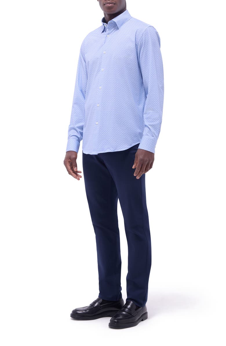 Bugatchi Jules OoohCotton<sup>®</sup> Grid Check Button-Up Shirt, Alternate, color, Air Blue