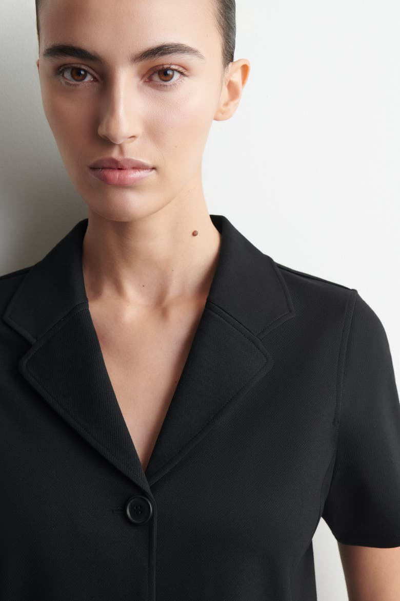 Twill-jersey Short-sleeved Blazer, Alternate, color, BLACK