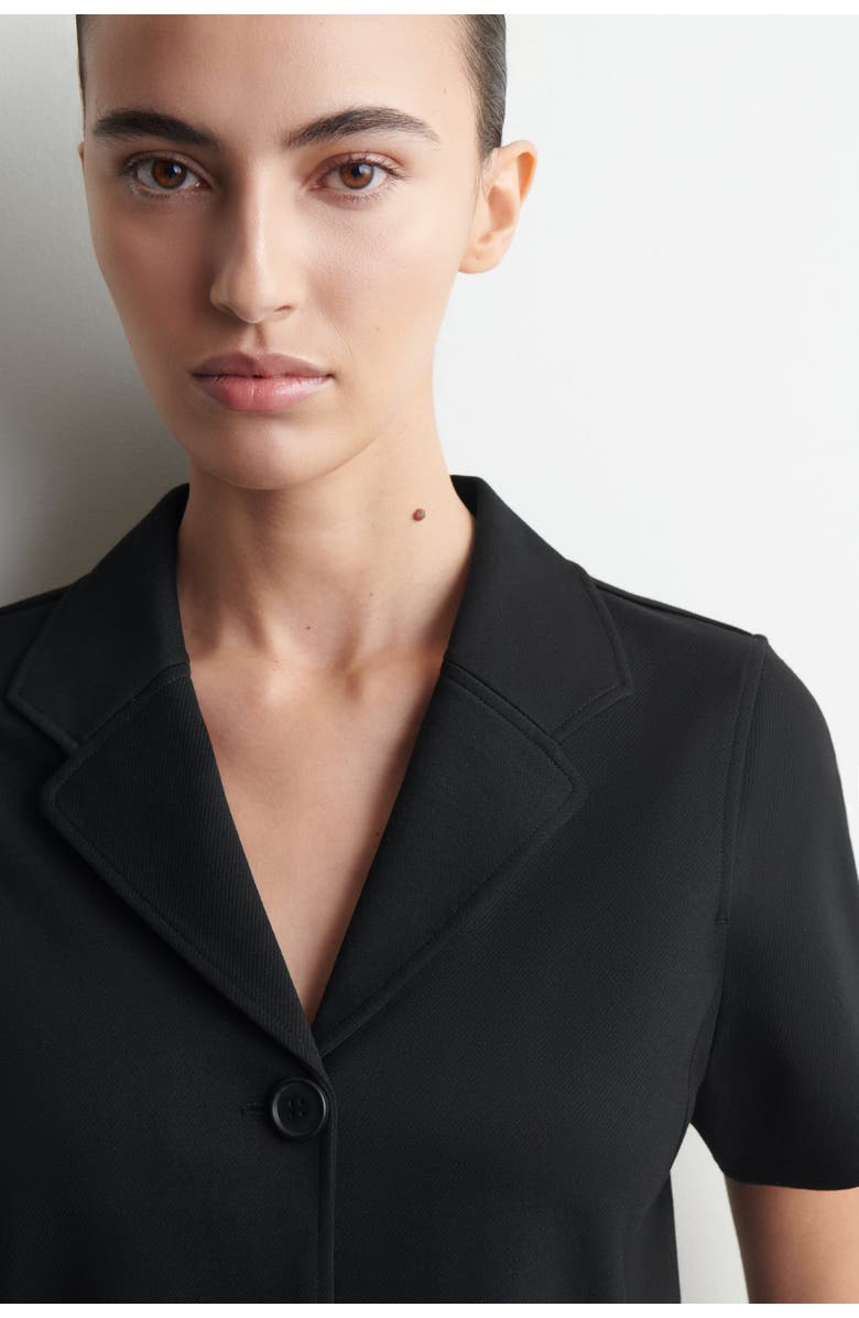 COS Twill-jersey Short-sleeved Blazer, Alternate, color, Black
