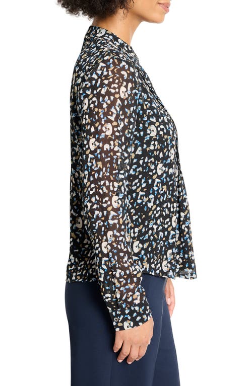 Nic + Zoe Nic+zoe Cheetah Pintuck Button-up Shirt In Blue